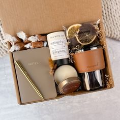 an open box filled with personal care items