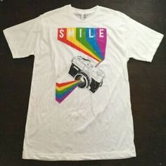 Find many great new & used options and get the best deals for No Star is Good Mens White XL T-shirt Smile Rainbow Camera Pride NEW at the best online prices at eBay! Free shipping for many products! Smile Logo, Lgbt T Shirts, Pride Tshirts, Tee Outfit, Colorful Hoodies, Logo Embroidered, White T, Shirt White, Tshirt Logo