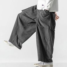 Season:Spring   Fall,Winter; Fabric:Polyester; Gender:Men's; Style:Casual,Fashion; Occasion:Daily,Going out,Outdoor; Fit Type:Regular Fit; Function:Breathable,Soft,Comfort; Waistline:Mid Waist; Pattern:Plain; Design:Pocket,Drawstring,Elastic Waist; Pants Type:Sweatpants,Corduroy Pants,Wide Leg Sweatpants; Front page:FF; Listing Date:11/24/2023; Hips:; Length:; Waist: Wide Summer Pants, Linen Balloon Pants, Pattern Pants Men, Japanese Trousers Men, Men's Wide Leg Pants, Very Baggy Pants, Types Of Pants Men, Sweatpants Wide Leg, Pants Patterns