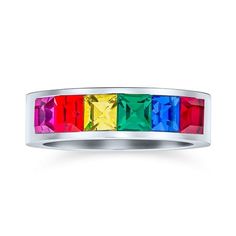 Celebrate your true colors with our stunning Rainbow Pride Month LGBT dog tags from our exquisite Jewelry collection. Crafted with precision, this vibrant rainbow Pride Month ring is made from high-quality Stainless Steel and adorned with dazzling Cubic Zirconia. The focal point of this remarkable piece is a captivating strip of multicolored Cubic Zirconia, symbolizing unity and love. Embrace your pride and order your very own Pride Month jewelry today. --- Celebrate your true colors with our st Gay Pride Jewelry, Pride Jewelry, Rainbow Ring, Pride Jewellery, Rainbow Rings, Lgbtq Wedding, Pride Rainbow, Gold Band Ring, Wedding Band Ring