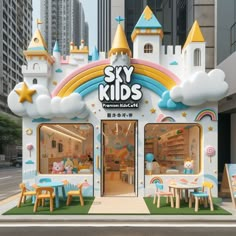 the sky kids children's store is decorated in pastel colors and features rainbows