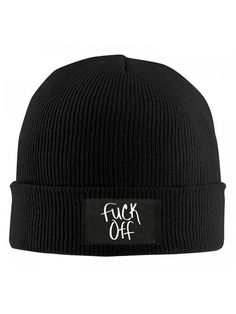 Cheap Black Beanie For Streetwear, Black Beanie Hat, Off Logo, Black One Size Beanie, Novelty Black Beanie, One Size Fits Most, Hats Style, Cool Beanies, Knitted Beanies, Stylish Caps