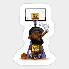 an image of a cartoon character with a basketball hoop in his hand and the ball coming out of his mouth