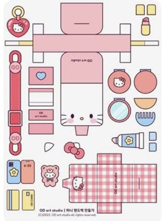 the paper doll is made to look like hello kitty