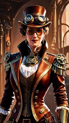 Visit our Channel for all type of Fantasy. linktr.ee/FantasyWorldsUnited #Fantasy #steampunk #art #character #dresslook Fantasy Art Style, Female General, Steampunk Outfits, Steampunk Images, Steampunk Illustration, Punk Baby, Steampunk Fantasy, World Of Fantasy, Steampunk Art