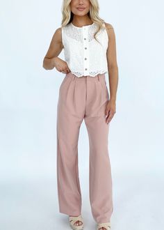 LP2533 woven pants Storia Pink Trousers, Trouser Pants, Pocket Detail, New Tops, Casual Pants, Dress Collection, American Girl, New Dress, Straight Leg