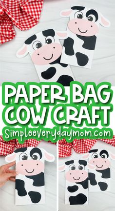 paper bag cow craft for kids to make with the help of their mother and father