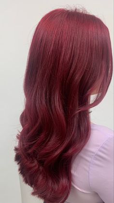 Dark To Light Pink Hair, Cherry Red Hair Ideas, Red Dyed Hair Aesthetic, Dark Red Hair Color Aesthetic, Dark Pink Red Hair, Dark Red Pink Hair, Berry Red Hair Color, Dark Pink Hair Aesthetic