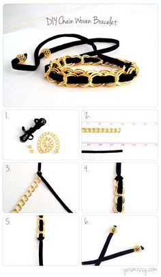 instructions to make a beaded bracelet with chains and beads on the end, in different directions