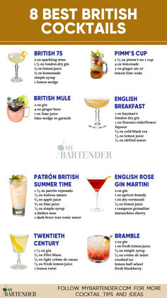 Best British Cocktails British Cocktails, English Drinks, British Drinks, Theme Cocktails, British Elegance, Bramble Cocktail, Wine Cocktail Recipes