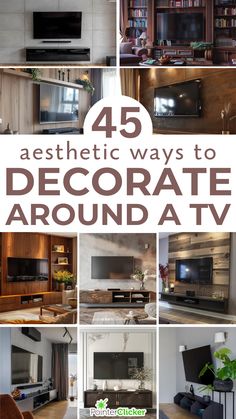 decorate around a tv Decorate Around Tv Stand Living Rooms, Tv Above Sideboard, Television Stand Ideas, Under Tv Decor Ideas, Off Center Tv, Tv Center Decor, Decorating Around Tv Stand, Decorate Tv Console, Pictures Above Tv