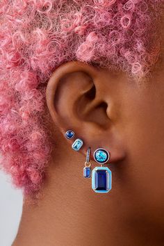 Double Cocktail Drops Double Cocktail Drops – Alison Lou Objkts Jewelry, Blue Piercings, Earring Styles, Topaz Yellow, Alison Lou, Cocktail Accessories, Studs Earrings, Colorful Jewelry, Gemstone Jewellery