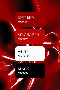 red and black background with text that reads, deep red strong red