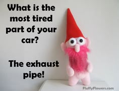 cute & clean car joke for children featuring an adorable Gnudie Gnome Boy Doll :) Funny Car Jokes, Panther Volleyball, National Son Day, Car Jokes