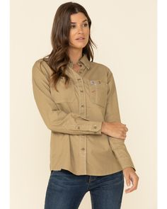 Carhartt Shirts, Carhartt Womens, Carhartt Women, Men Fits, Button Front Shirt, Button Down Collar, Office Outfits, Shorts With Pockets, Knit Jersey