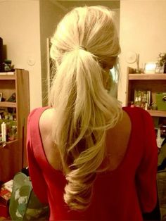 Pretty Ponytail, Pretty Ponytails, Curled Ponytail, Perfect Ponytail, Blonde Ponytail, Pony Tails, Hair Diy, School Hair, Hair Buns