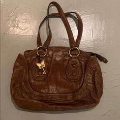 Lambskin Anna Sui Bag. Good Condition. Medium Size. Beautiful Bag. Authentic. Gucci Makeup, Metallic Handbags, Pattern Purse, Brown Leather Bag, Gucci Leather, Anna Sui, Large Shoulder Bags, Mini Purse, Bag Set