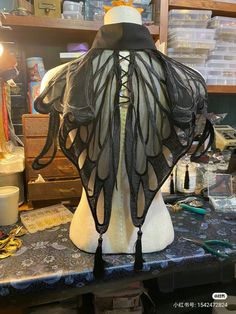 Steampunk Bird Mask, Bird Outfit Character Design, Gothic Fairy Fashion, Moth Inspired Dress, Flower Armor Design, Moth Armor, Moth Inspired Fashion, Cicada Costume, Renfaire Outfit Fairy