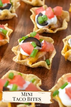 mini taco bites on a wooden table