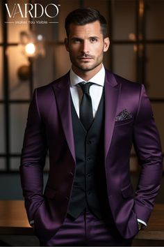 >>ORIGINAL ARTWORK AND CONTENT, PLEASE DO NOT COPY<< Men Suits, Suits For Man, Elegant Men's Purple Tuxedo Suit - Stylish Wedding & Formal Attire, Formal Attire. Classic and Stylish Formal Wear for Men piece Wedding Suit, Double Breasted, Formal Fashion Slim Fit Suit. Description: Elevate your style game with our elegant Men's Purple Tuxedo Suit. Perfect for weddings, galas, and formal occasions, this meticulously tailored suit combines classic charm with a contemporary twist. Crafted with precision, this high-quality tuxedo ensures you'll make a lasting impression. 👔 Stand Out in Style: This purple tuxedo suit exudes sophistication and confidence. The rich, deep purple hue is a subtle departure from the traditional black, making you the center of attention. ✂️ Tailored to Perfection: Our Tuxedo Suit For Men, Purple Tuxedo, Suit Double Breasted, Wedding Tux, Mens Wedding Attire, Purple Suits, Tailored Suit, Tuxedo Wedding, Fashion Suits For Men