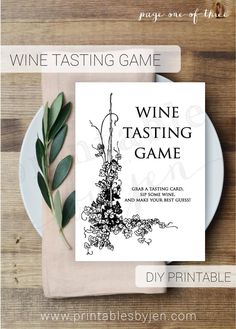 the wine tasting game is displayed on a plate with a fork and knife next to it