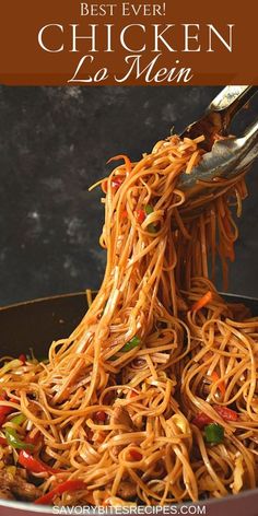 the best ever chicken lo mein in a skillet