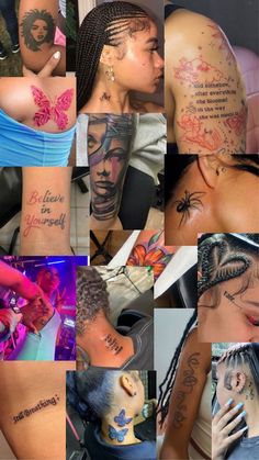 many different pictures of people with tattoos on their bodies