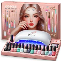 Check out the JODSONE gel nail polish kit! It includes 32 colors, a UV light, and all the tools for a salon-quality manicure at home. Easy to use, long-lasting, and gentle on your nails. Get the kit and nail art today! 💅 Latest Nail Trends, Metallic Nails, Manicure At Home