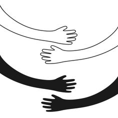 two hands reaching towards each other in the shape of a circle, with one hand holding another