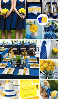 blue and yellow wedding theme with sunflowers, flowers, and bridesmaids