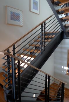 there is a metal stair case in the house