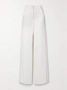 VERONICA BEARD Millicent crystal-embellished satin-crepe straight-leg pants | NET-A-PORTER Workwear Women, Professional Workwear, Flat Dress Shoes, Dress Flats