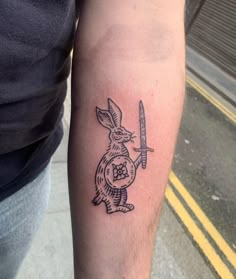 Medival Tattoo Design, Medieval Marginalia Tattoo, Tiny Castle Tattoo, Medieval Rabbit Tattoo, Mideaval Tattoo Design, Medieval Aesthetic Tattoo, Medieval Wolf Tattoo, Triassic Cuddle Tattoo, Medieval Animal Tattoo