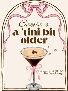 This listing is for a "Tini Bit Older" (Espresso) Party Invitation Template. The inviteis 5"x7". This is a DIGITAL FILE for you to print or send virtually yourself! NO PHYSICAL PRODUCT WILL BE SHIPPED! **PLEASE NOTE** - This printable is for PERSONAL USE ONLY. Under no circumstances can these files be resold or given away. By purchasing this listing, you agree to our Terms of Use. ---------------------------------------------------------------------------------------------- PRODUCT DETAILS ---------------------------------------------------------------------------------------------- Dimensions: 5"x7" Editable on Canva ---------------------------------------------------------------------------------------------- HOW IT WORKS ------------------------------------------------------------------ Kiss Your 20s Goodbye Party, Tini Bit Older Party Decor, Martini Party Ideas, A Tiny Bit Older Party Espresso, Espresso Martini Themed Birthday Party