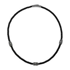 Stylish and industrial—a contemporary men's necklace that hits all the right notes. This stainless steel and braided black leather bracelet secures with a magnetic clasp.Material: Black leatherClosure: MagneticFeatures: Quick ShipMetal Color: Two ToneChain Length: 22 InchCare: Wipe CleanMetal: Stainless SteelNecklace Type: Collar NecklacesCountry of Origin: Imported Collar Necklaces, Mens Braids, Black Leather Bracelet, Men's Necklace, Steel Necklace, Magnetic Clasp, Stainless Steel Necklace, Collar Necklace, Jewellery And Watches