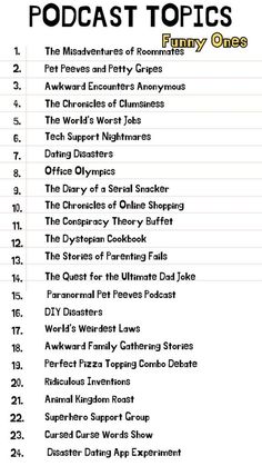 Printable List Of Podcast Topic Ideas Funny Podcast Topics, Stuff To Talk About, Podcast Topics Ideas Funny, Podcast Ideas, Text Conversation Starters, Inspirational Podcasts, Creative Podcast, Topics To Talk About, Topic Ideas