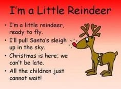 a reindeer saying i'm a little reindeer ready to fly, i'll pull santa's sleigh up in the sky