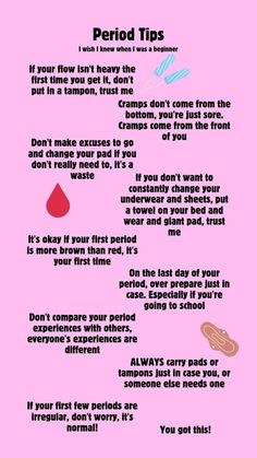 Tips On Periods, What To Do On Ur Period, What To Do When You Have Your Period, Tips For When Your On Your Period, Tips For Your First Period, What To Do When You Get Your First Period, Signs Your Period Is Coming For The First Time, Period Needs, What To Do When You Get Your Period