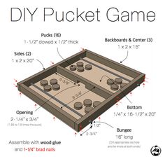 the diy pucket game is shown with instructions