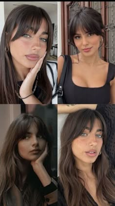 Brown Hair Bangs, Brown Hair Inspo, Bangs With Medium Hair, Hairstyles For Layered Hair, Haircuts For Medium Hair, Haircuts Straight Hair, Haircuts For Long Hair