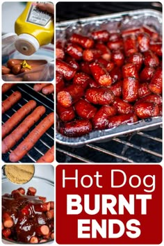 hot dogs and buns are being cooked in the oven with sauce on them, then baked