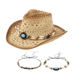 PRICES MAY VARY. Fashion Design: The Cowboy Hats come with two different styles of removable hatbands that can be styled to your liking Material: Cowgirl Hats are hand-woven from high-quality natural straw and are beautifully crafted and textured Sunshade and Breathable: Wide brim and high crown can block direct sunlight, avoiding eyes and face from UV damage; Sweatband inside the hat to absorb sweat, more breathable and comfortable Adjustable Size: The Straw Cowboy Hat fits most head sizes from Summer Cowboy Hat, Best Cowboy Hats, Cowboy Hats For Women, Straw Cowgirl Hat, Southern Fashion, Straw Cowboy Hat, Hat Bands, Cowboy Birthday, Western Cowboy Hats