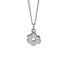 The Wonky Flower Charm Necklace. The necklace comes with two flower options, a solid flower or a flower with a centre hole. Made with 100% recycled 925 sterling silver, paired with a sterling silver chain. Models wearing 18" wonky flower charm necklace. Flower Charm Necklace, Gold Charm Necklace, Gold Pearl Necklace, Flower Charm, Sterling Silver Chain, A Flower, Sterling Silver Chains, Charm Necklace, Silver Chain