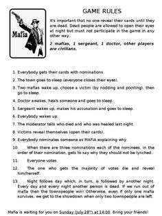 an image of a game rules with instructions for playing the game and how to use it