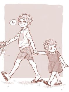 a drawing of two children holding hands