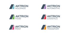 six different logos designed to look like they have been used for various purposes, including the logo