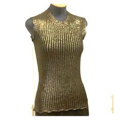 100% Authentic Louis Vuitton Sleeveless Knit Top. The Front Is Beautiful Gold And The Back Is Black. 100% Wool And The Lining Is 100% Silk. It Is Brand New (Not Tag), Never Worn And It’s In Perfect Condition. It Is So Pretty, I Don’t Want To Sell But I Can’t Fit In.. Louis Vuitton Top, Black Knit Top, Sleeveless Knit Top, Chic Leather, Sleeveless Knit, Black Knit, Authentic Louis Vuitton, Fit In, So Pretty