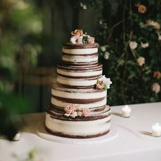 a three tiered cake sitting on top of a table