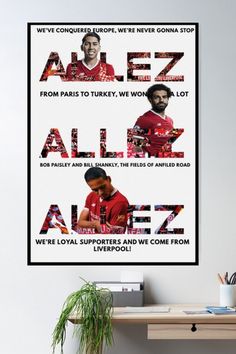 a poster with the names of two soccer players