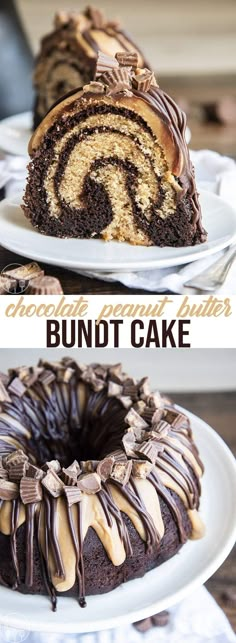 two different types of bundt cake on plates